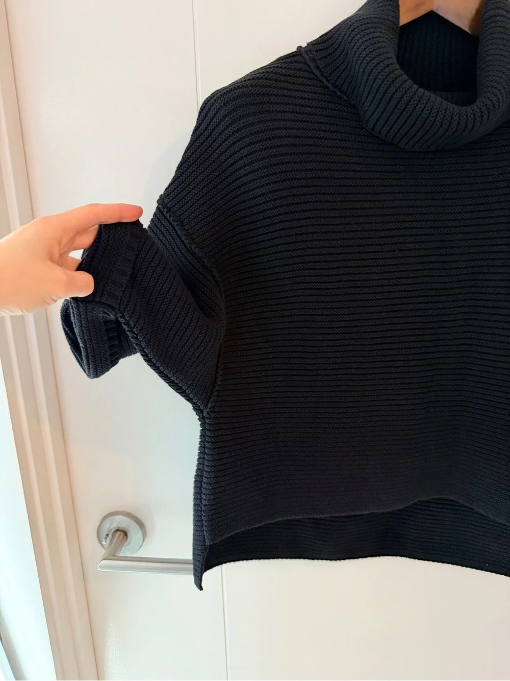 Free People Ottoman Cropped Short Sleeve Mock Neck Turtleneck Knit Sweater